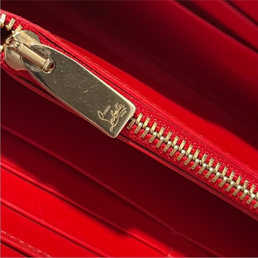 Christian Louboutin PANETTONE WALLET CALF SPIKES FLAMINGO/GOLD - Picture 8 of 12